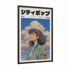 Anime Girl Clouds Halo Illustration Wall Art