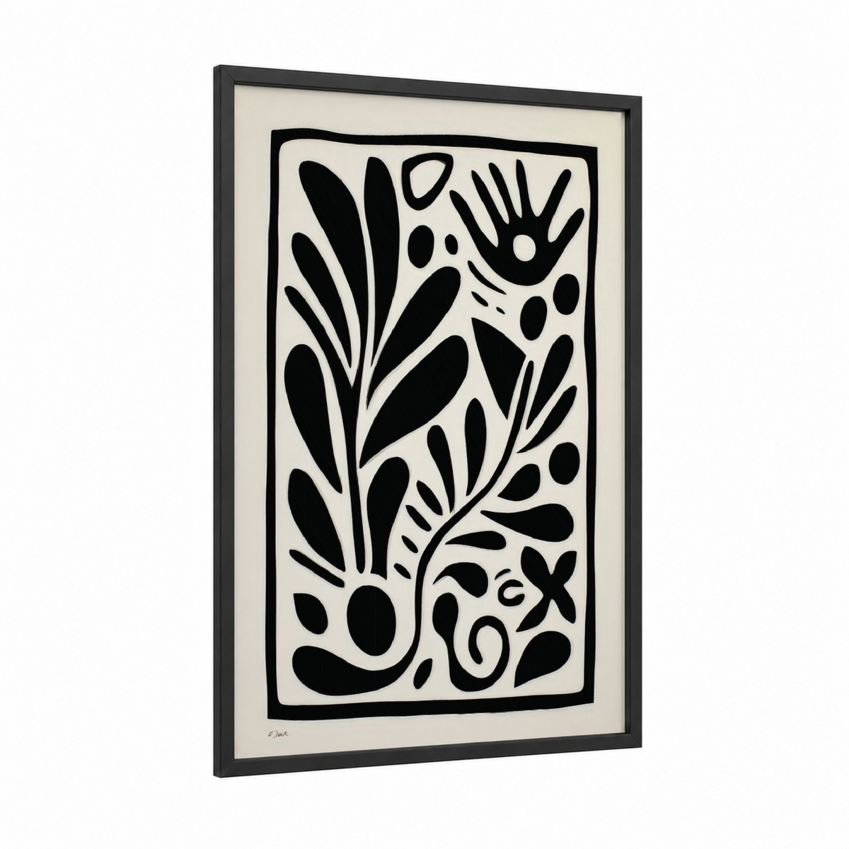 Abstract Botanical Black and White Wall Art