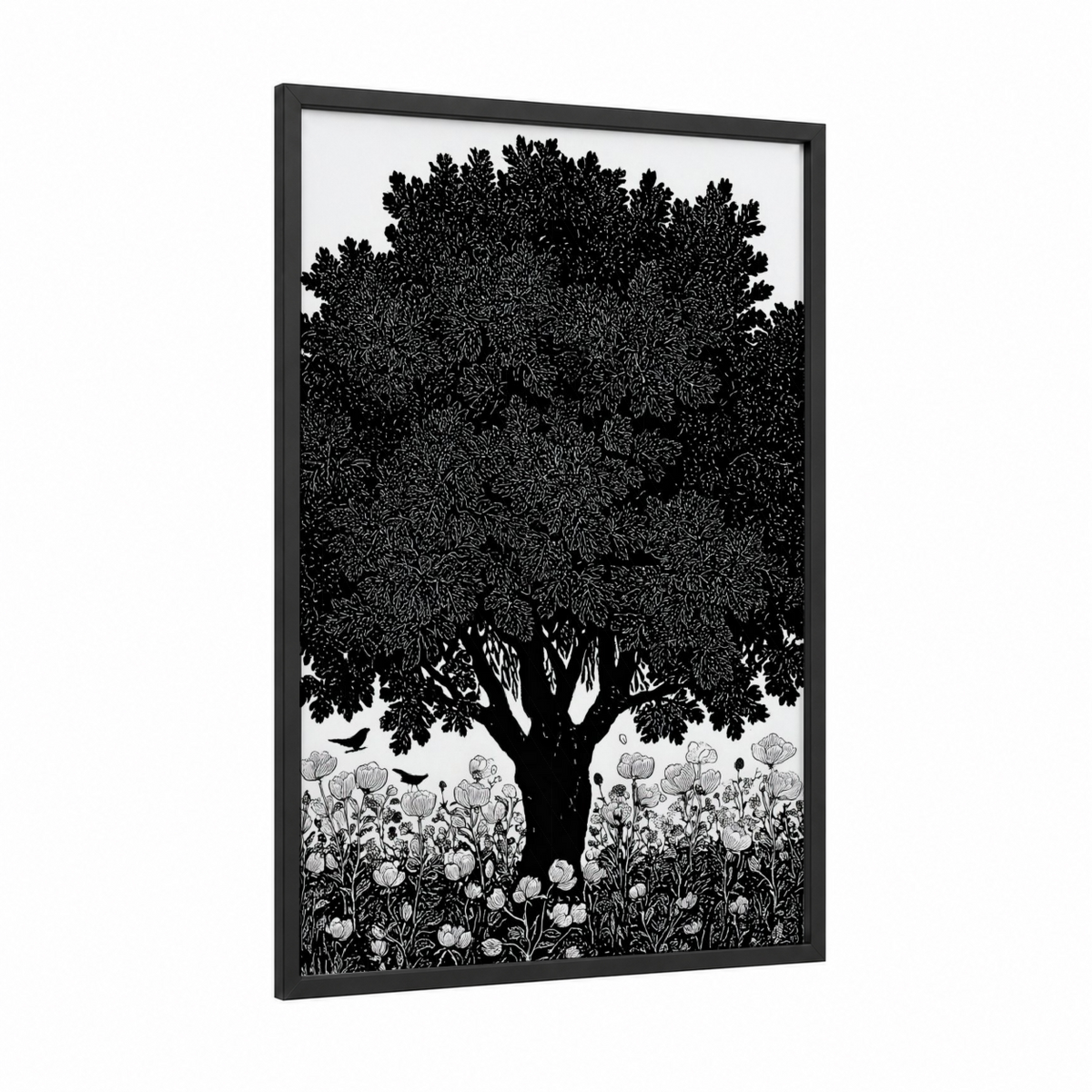 Ancient Orchard Tree Black and White Wall Art