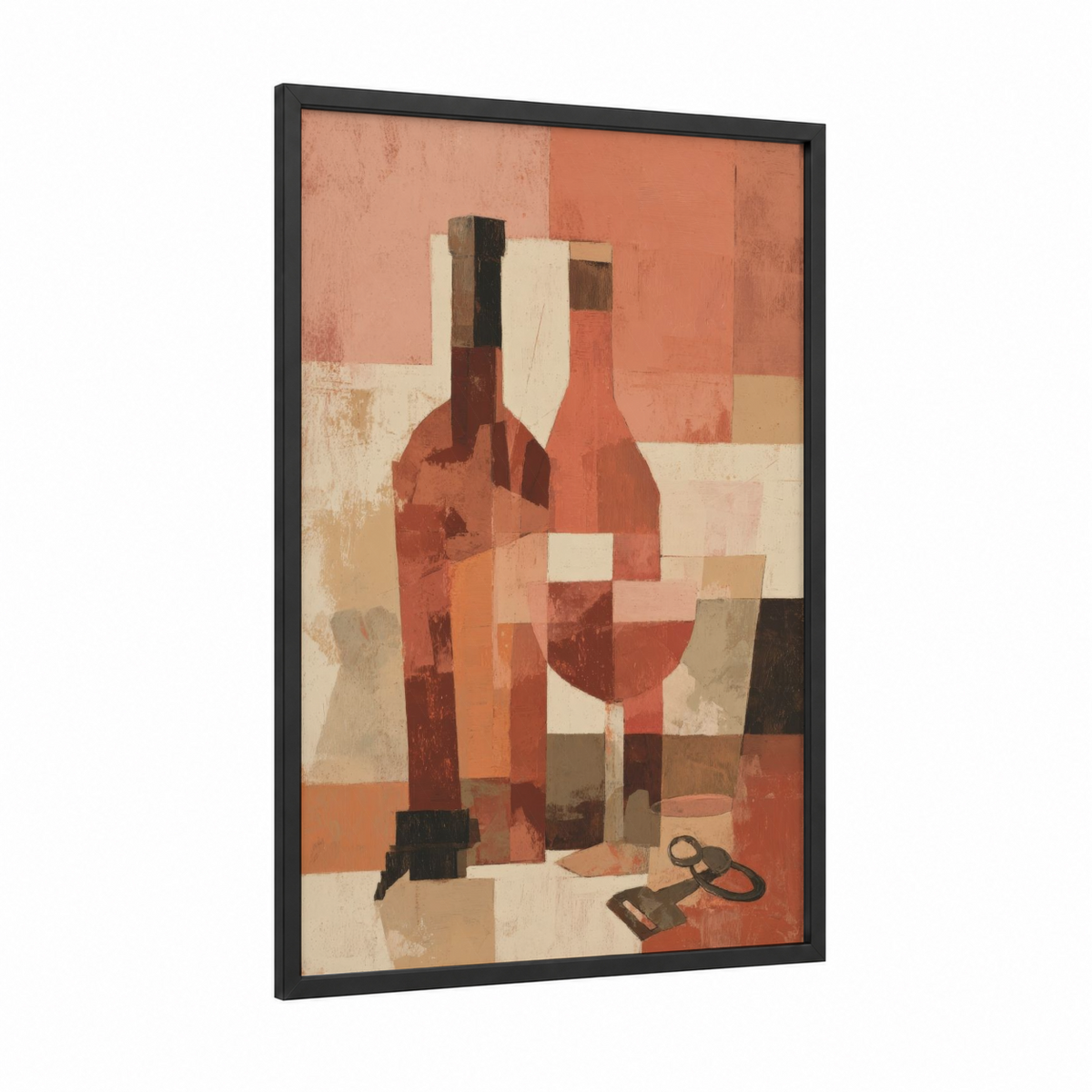 Abstract Cubist Rosé Wine Bottle Wall Art