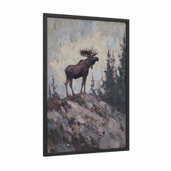 Alpine Moose Wildlife Oil Painting Wall Art