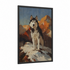 Alpine Husky Mountain Landscape Wall Art