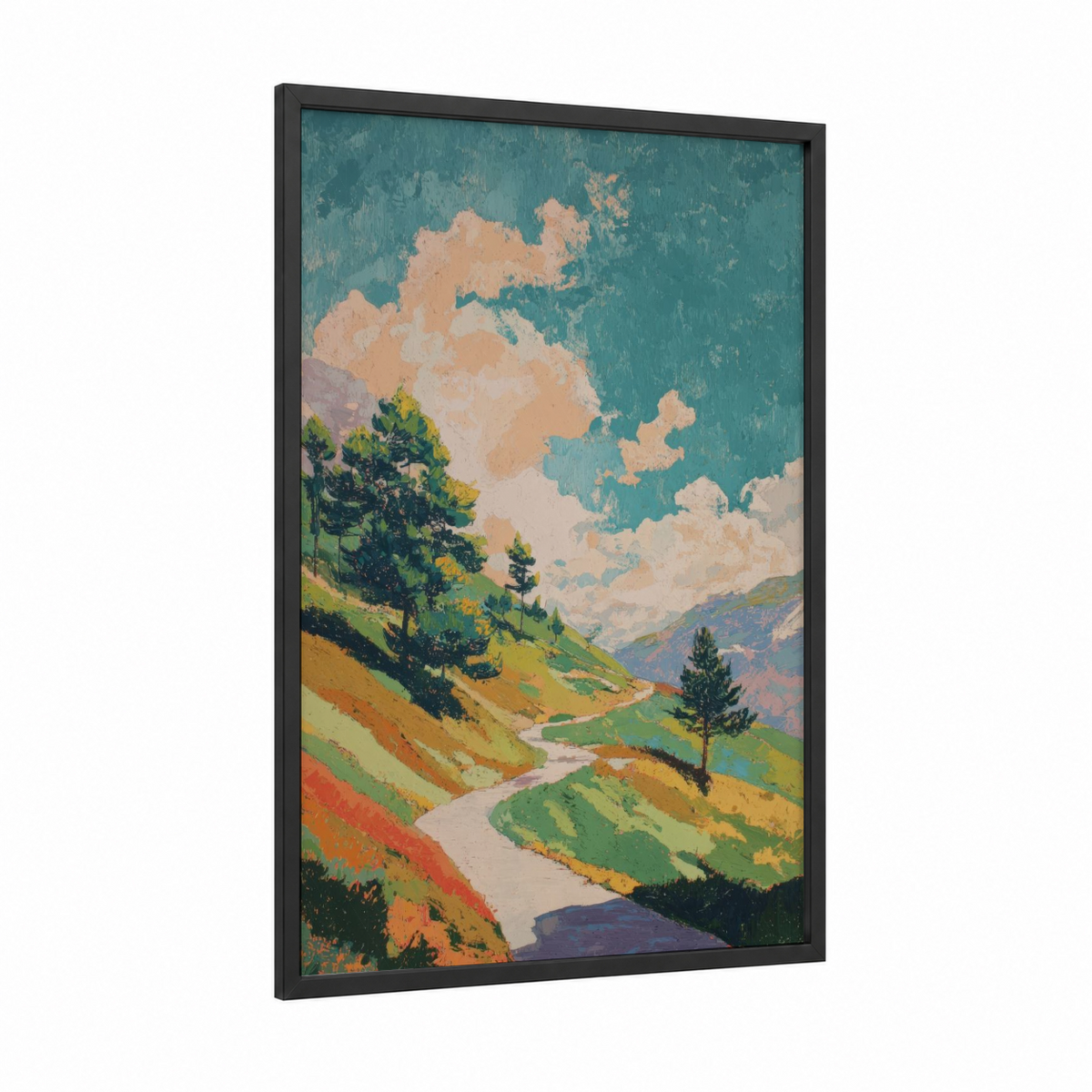 Alpine Valley Path Vintage Landscape Wall Art