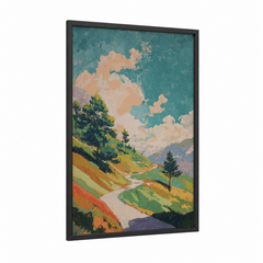 Alpine Valley Path Vintage Landscape Wall Art