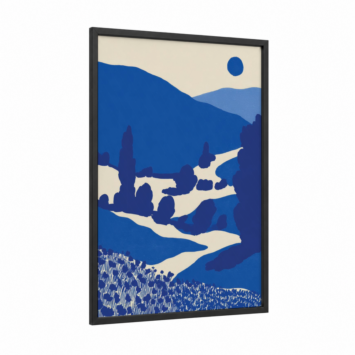 Abstract Blue Mountain Valley Art Print Wall Art
